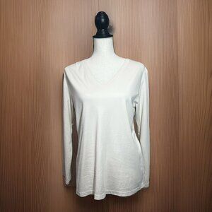 MM Lafleur Top Women’s Medium Off White Cream Soft Pima Cotton Long Sleeve Tee